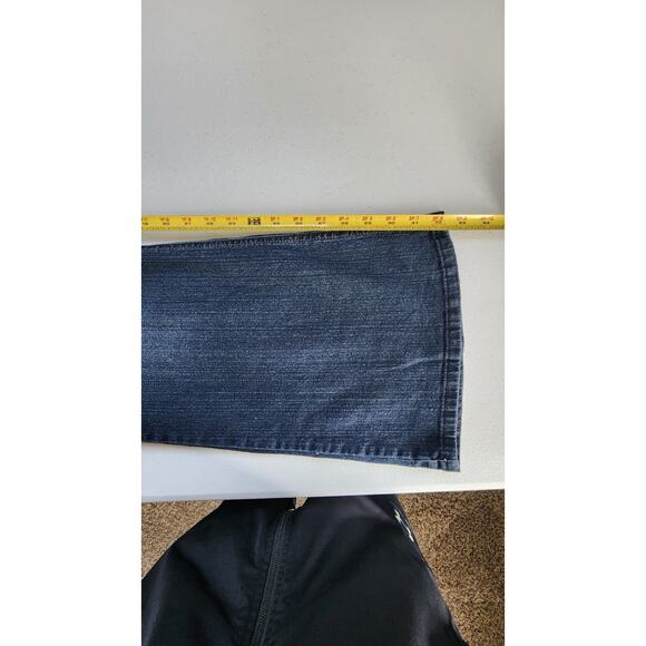 LEI Jeans Juniors Woman 17 37X32 Blue Flare Midrise Rhinestones Distressed Y2K - Picture 7 of 13